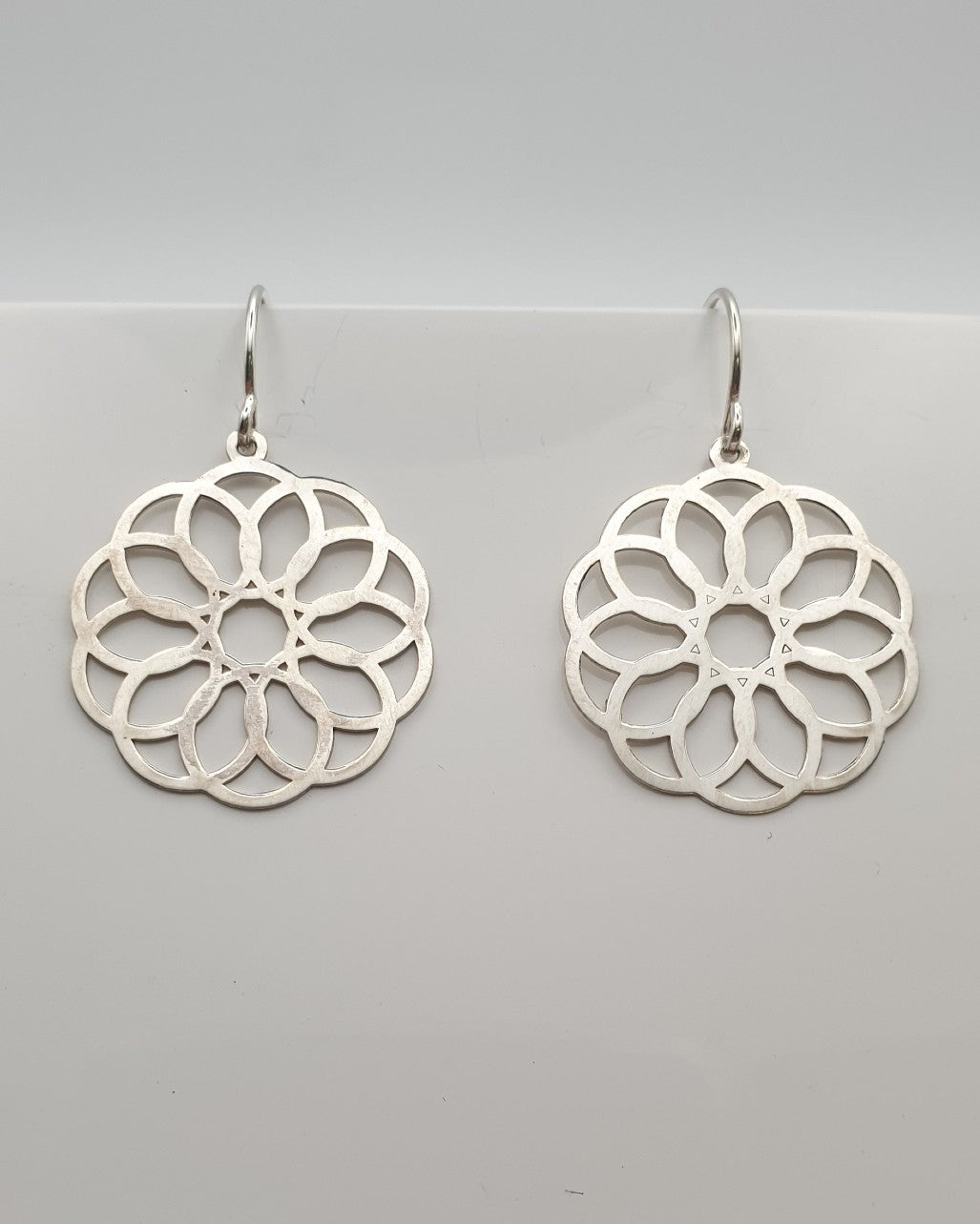 Garden Rose Flower - silver earrings